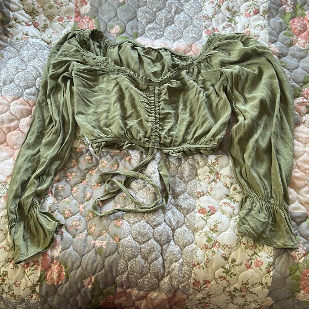 Green Cropped Blouse